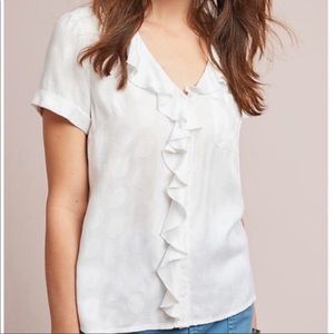 Anthropologie Maeve Ruffled Jojo top white XL